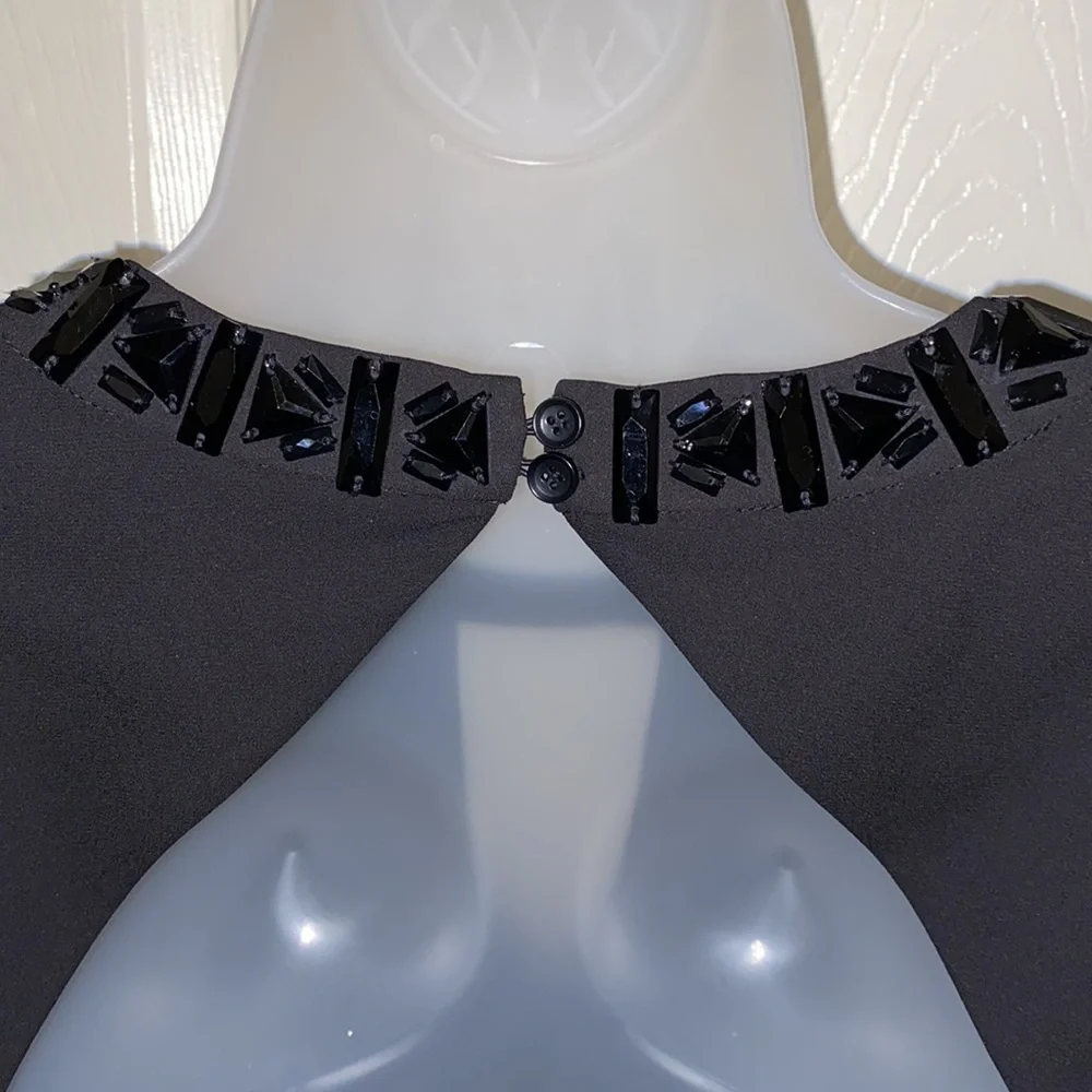 BCBGMaxAzria Frances Jewel-Neck Black Blouse - Picture 6 of 11